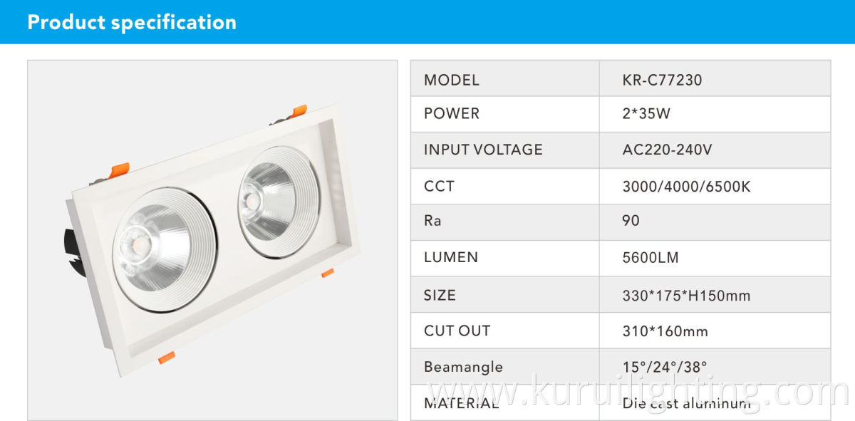 2*35W Adjustable Led Grille Light